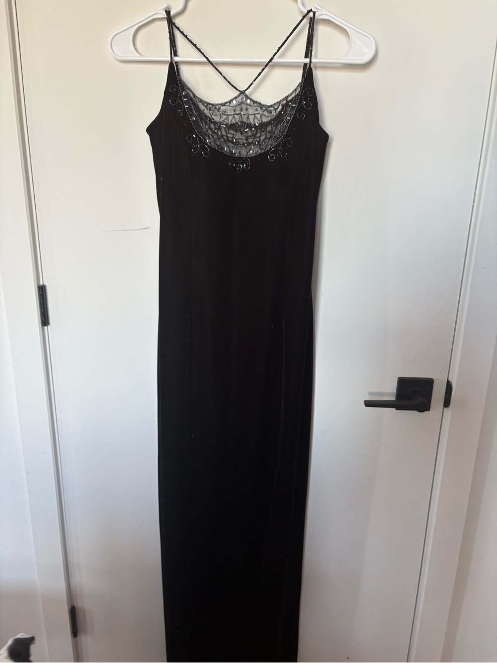 Black Beaded velvet Dress - Elegant Evening Maxi